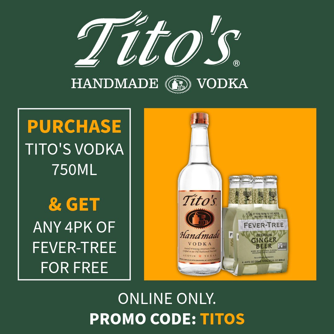Tito's Vodka 750ml + Free Fever-Tree 4-Pack | Liquor World Las Vegas