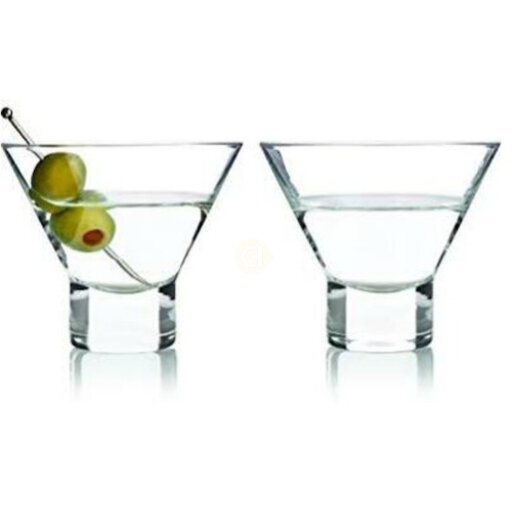 Viski Heavy Base Crystal Martini Glasses, Set of 2, 7.5 Oz - Clear