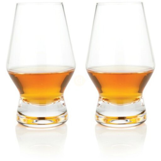Viski Footed Crystal Scotch Glasses, Set of 2, 8 Oz - Clear