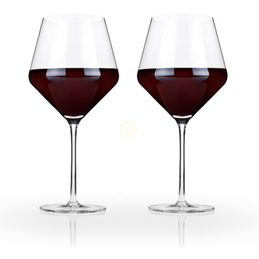Viski Raye Angled Burgundy, Set of 2, 21 Oz - Clear