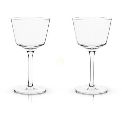Viski Raye Angled Crystal Nick & Nora Glasses Set of 2, 6 Oz - Clear