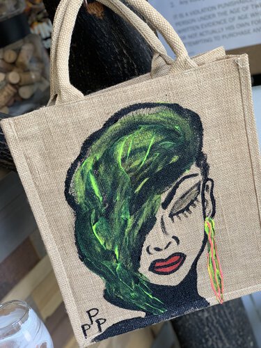 Ppp Artwork Hand Painted 6 Bottle Canvas Wine Bag Nicki Holds 6 Bottles With Dividers