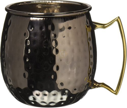BLACK PLATED HAMMERED MOSCOW MULE MUGS WITH GOLD HANDLE WITH 