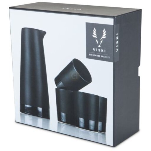 Viski Warren Stoneware Sake Set, 5 Piece - Black