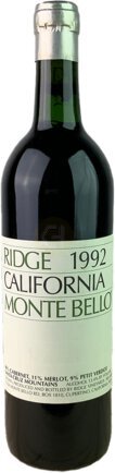 Ridge Vineyards Monte Bello Santa Cruz Mountains 1992