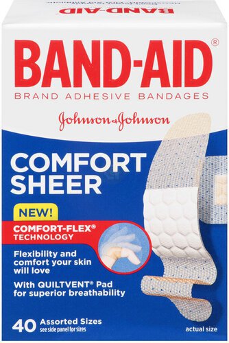 Band-Aid Brand Comfort Sheer Strips Adhesive Bandages for Minor Cuts, Assorted Sizes, 40 Count