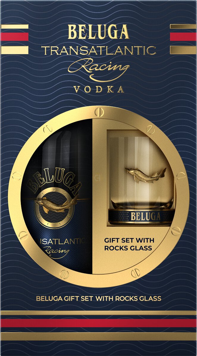 【BELUGA】TRANSATLANTIC Racing ウォッカ　グラス付き Beluga Transatlantic Racing vodka 750 ML with Rocks glass with