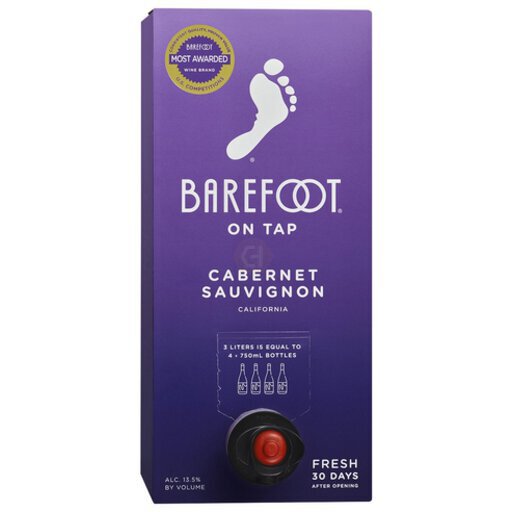 Barefoot Red Cellars On Tap Cabernet Sauvignon Wine Box Wine 3L
