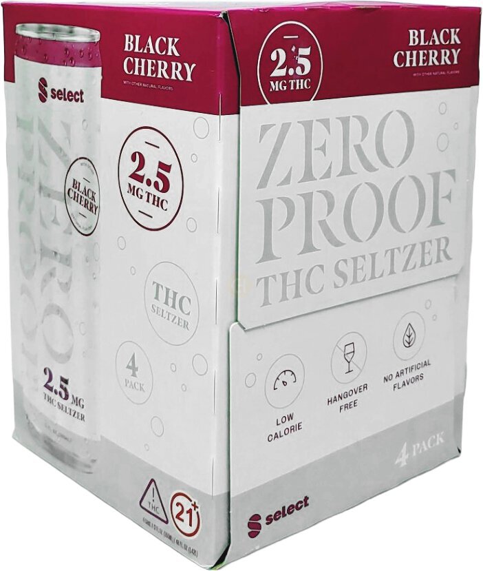 Select Zero Proof Thc Black Cherry Seltzer 4pk 12OZ - 1-800 Liquors