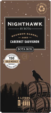 Nighthawk by Bota Box Bourbon Barrel Cabernet Sauvignon Red Wine, 3L (4 x 750ml Glass Bottles),  14.5% ABV